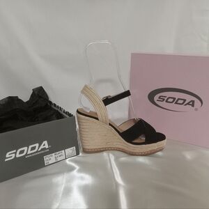 Soda - Women's Cross Strap Espandrilles with Cork Wedge Heel
